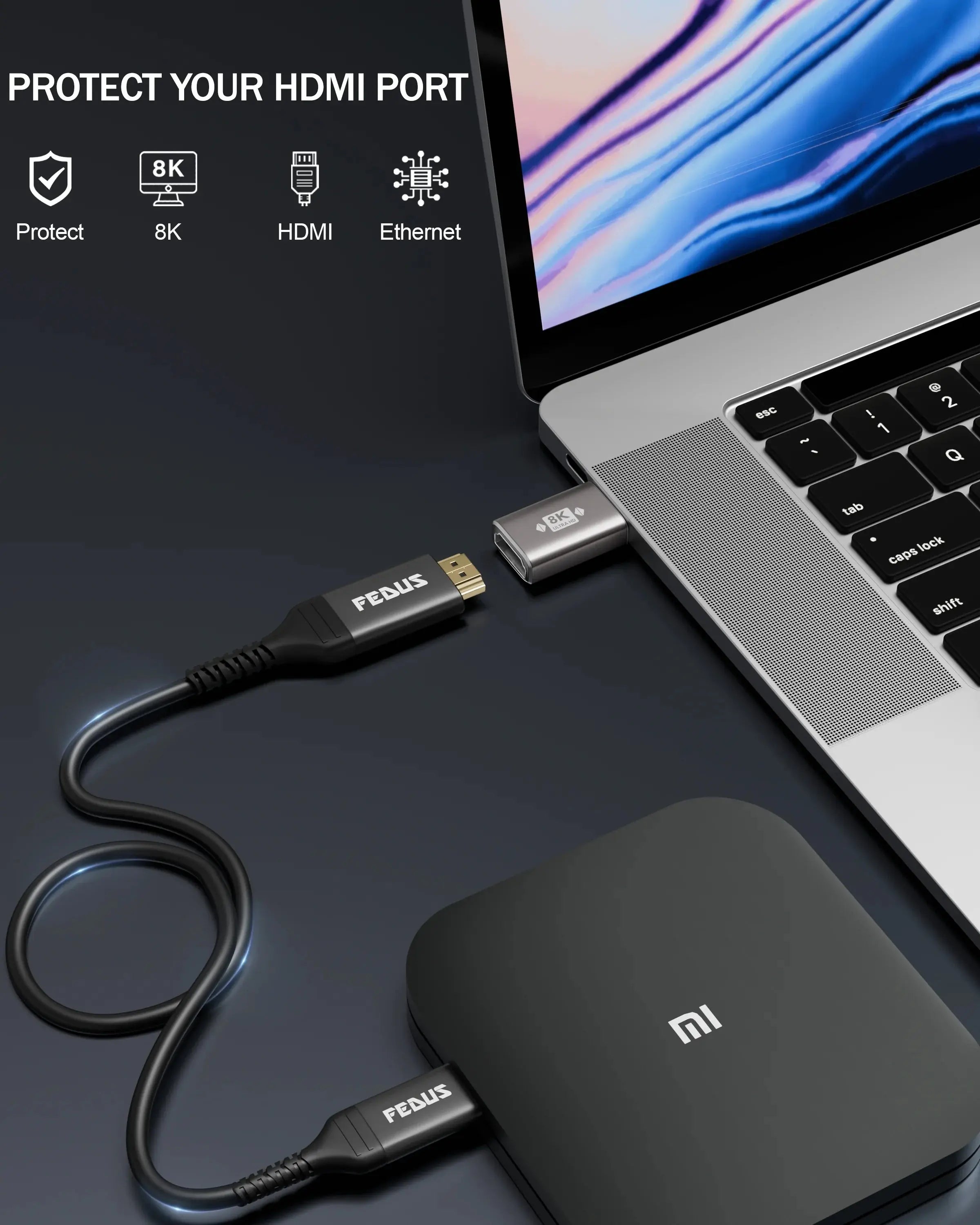 FEDUS 8K Ultra HD HDMI Connector HDMI Male to Female Converter, HDMI Extension, HDMI 2.1 Adapter Extender for TV Led LCD TV Stick, Xbox, PS4 PS5, Supports 3D HDR, eARC, 8K@60Hz 4K@144Hz Cheeku Technologies