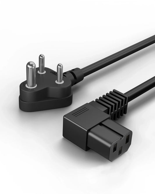 FEDUS 90 Degree L Shape 3 Pin Computer Power Cable Cord for Desktops, PC and Printers/Monitor SMPS Power Cable IEC Mains Power Cable Black FEDUS