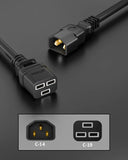 FEDUS AC Power Cord 3 Prong C14 Male to C19 Female 9.8Ft 250V 16A Heavy Duty PDU Power Extension Cable for Computer Printer Monitor Servers/Routers/Network Switches/Blade Server Enclosures/Data Rack FEDUS