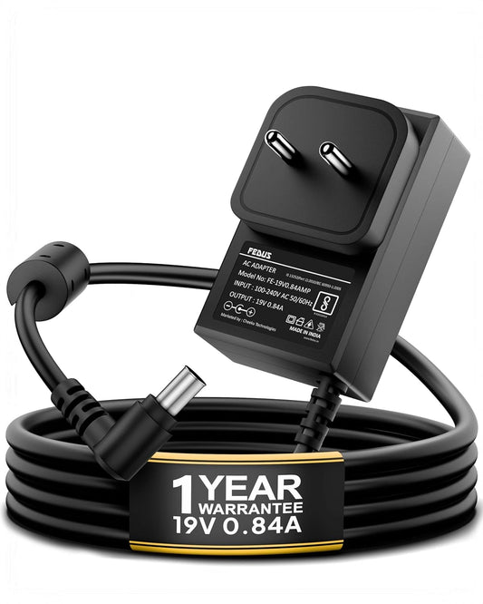 FEDUS BIS Certified 19V 0.84Amp Adapter for LG Monitor, Power Supply of HDTV, LCD LED Monitor & TV Compatible for 19” 20” 21.5” 24” 27” 29” 32Inch TV, Input: 220V-50Hz 50mA Output 19V/0.84A