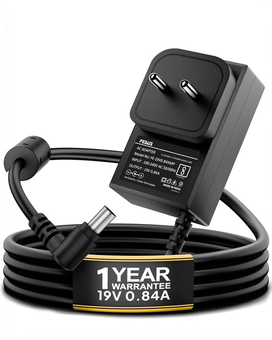 FEDUS BIS Certified 19V 0.84Amp Adapter for LG Monitor, Power Supply of HDTV, LCD LED Monitor & TV Compatible for 19” 20” 21.5” 24” 27” 29” 32Inch TV, Input: 220V-50Hz 50mA Output 19V/0.84A FEDUS