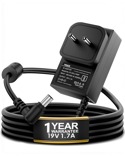 FEDUS BIS Certified 19V 1.7Amp Adapter for LG Monitor, Power Supply Cord of HDTV, LCD LED Monitors,TV Compatible for 19” 20” 21.5” 24” 27” 29” 32Inch TV Monitor, Input: 220V-50Hz 50mA Output 19V/1.7A