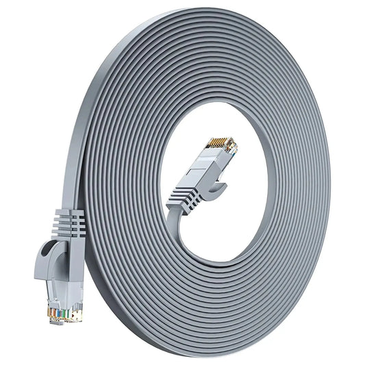FEDUS Cat6 Ethernet Cable, Flat RJ45 LAN Cable wire High Speed 250MHZ/1Gbps UTP LAN Cable, Network Internet Cable, Patch Computer Cord Gigabit Category 6 Wires for Modem, Router Gray FEDUS