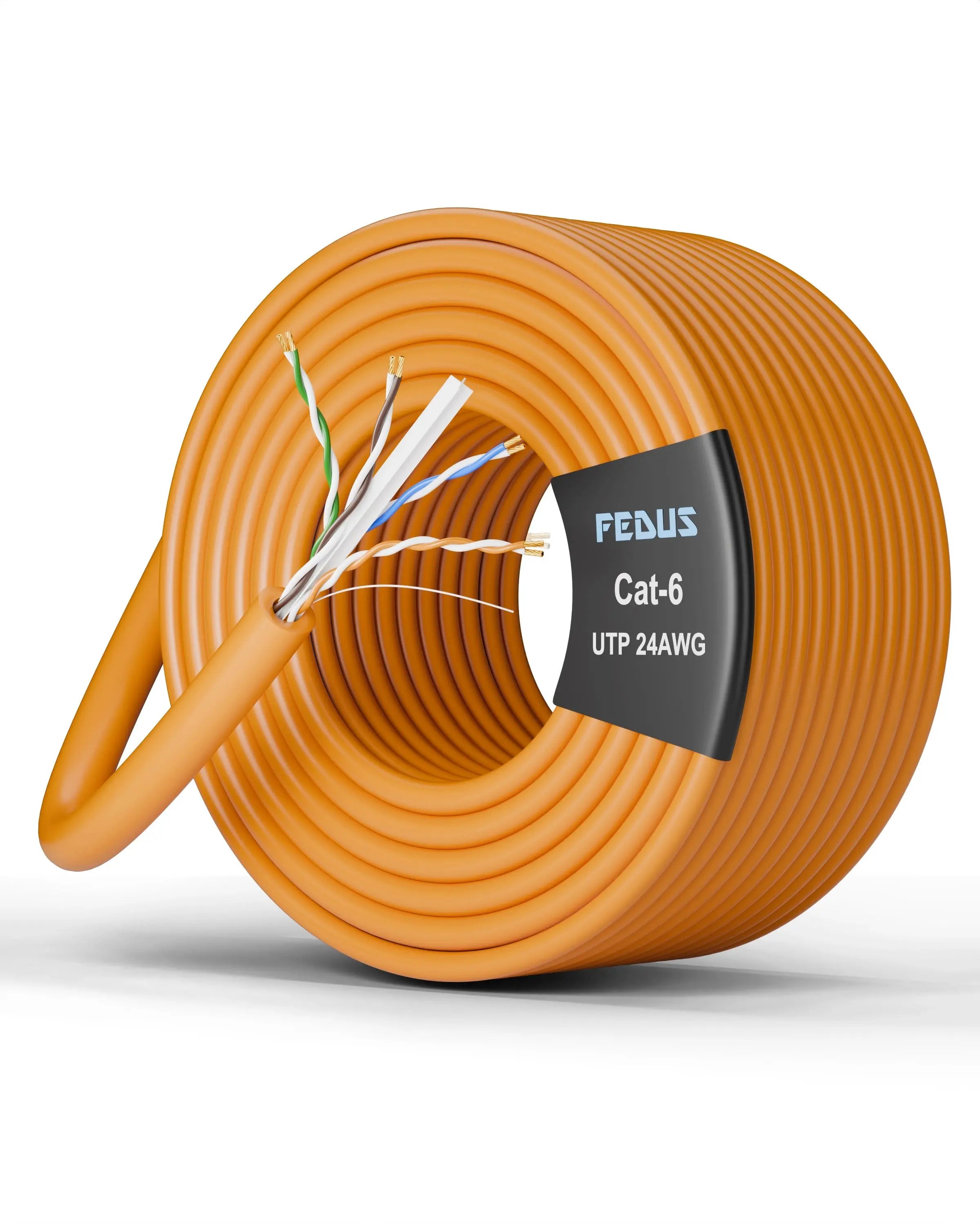 FEDUS Cat6 Ethernet Cable, High Speed 550Mhz 10 Gigabit Speed Utp Lan Cable, Network Cable Internet Cable Rj45 Cable Lan Wire, 6 Wires For Laptop, Pc, Television, Router, Modem-Orange Colour FEDUS