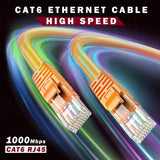 FEDUS Cat6 Ethernet Cable, High Speed 550Mhz 10 Gigabit Speed Utp Lan Cable, Network Cable Internet Cable Rj45 Cable Lan Wire, 6 Wires For Laptop, Pc, Television, Router, Modem-Orange Colour FEDUS