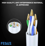 FEDUS Cat6 Ethernet Cable, High Speed 550Mhz 10 Gigabit Speed Lan Cable, Network Cable Internet Cable Rj45 Cable Lan Wire, 6 Wires For Laptop, Pc, Television, Router, Modem-White Colour FEDUS