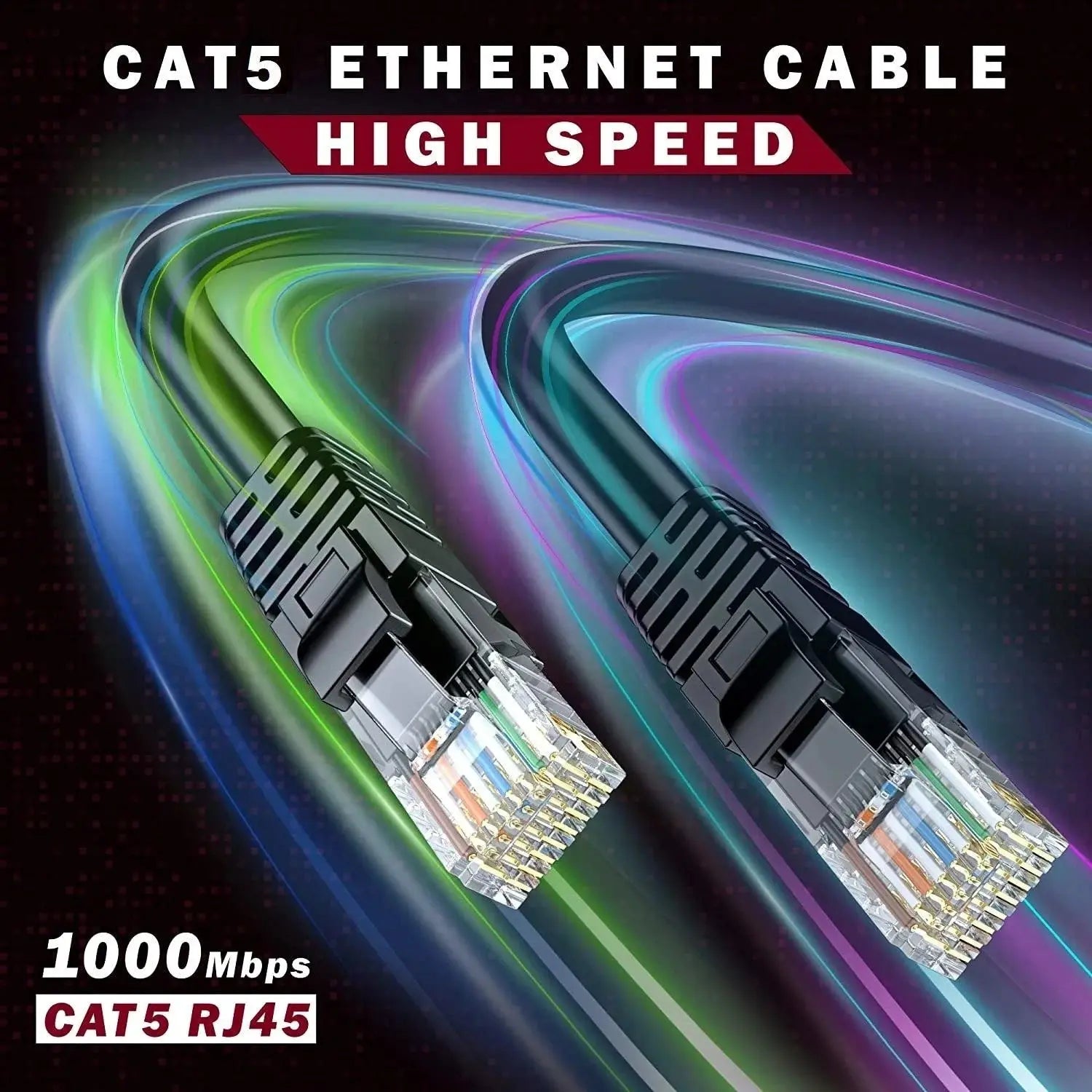 FEDUS Cat6 indoor Ethernet Cable, High Speed 550Mhz 10 Gigabit Speed Utp Lan Cable, Network Cable Internet Cable Rj45 Cable Lan Wire, 6 Wires For Laptop, Pc, Television, Router, Modem-Black Colour FEDUS