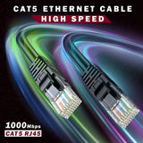 FEDUS Cat6 indoor Ethernet Cable, High Speed 550Mhz 10 Gigabit Speed Utp Lan Cable, Network Cable Internet Cable Rj45 Cable Lan Wire, 6 Wires For Laptop, Pc, Television, Router, Modem-Black Colour FEDUS