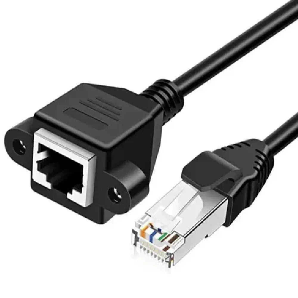 FEDUS Cat 6 Ethernet Network LAN Cable RJ45 Male to Female Shielded ethernet Network Connector Screw Panel Mount Extension Cable for Router, Modem Support Cat 5e/Cat6, 14 inch FEDUS