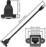 FEDUS Cat 6 Ethernet Network LAN Cable RJ45 Male to Female Shielded ethernet Network Connector Screw Panel Mount Extension Cable for Router, Modem Support Cat 5e/Cat6, 14 inch FEDUS