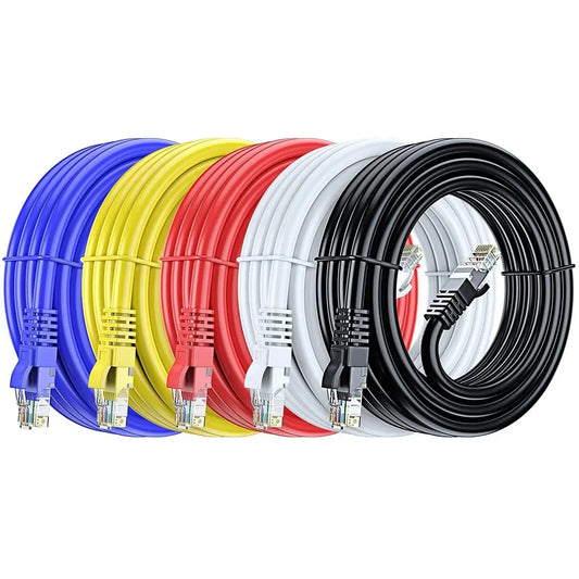 FEDUS Cat6 Ethernet Cable, Multicolour Pack of 5, High Speed 550MHZ/10 Gigabit Speed UTP LAN Cable, Network Cable Internet Cable RJ45 Cable LAN Wire, Patch Computer Cord Gigabit Category 6 FEDUS