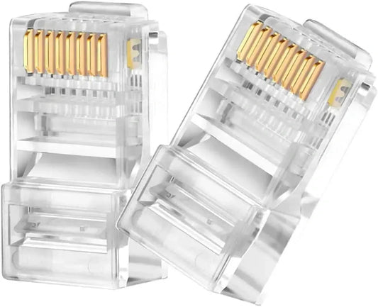 FEDUS 20 Pcs Cat6 RJ45 Ends, Cat6 Connector, 8P8C Cat5, Cat6, Cat5e RJ45 Connector, Ethernet Cable Crimp Connectors UTP Network Plug for Solid Wire and Standard Cable, LAN Crimp Module Plugs FEDUS