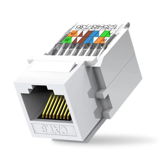FEDUS Cat6 Tool-Less RJ45 Keystone Jack, Ethernet Wall Jack No Punch-Down Tool Required Module Coupler (Not Compatible with Patch Panel) Cat5/5e/6 Compatible, Cat6 Network Coupler FEDUS