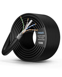 FEDUS Cat6 UTP 24AWG Pure Copper Twisted Pair Armored Cable Roll Black FEDUS