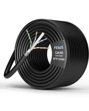 Coiled black cable with FEDUS label on a white background