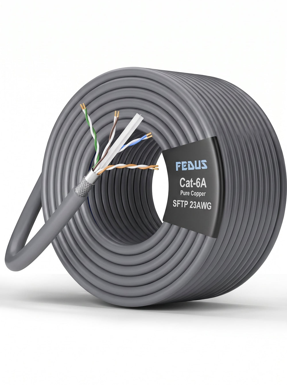 CAT6A SFTP Pure Copper 23AWG Ethernet Cable 10Gbps FEDUS
