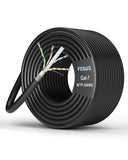 FEDUS Cat 7 Ethernet Cable Pure Bare Copper Double Shielded Outdoor & Indoor Lan Wire Heavy Duty High Speed Solid 24 AWG Network Cable 10Gbps, 600Mhz, Weatherproof S/FTP UV Resistant FEDUS