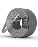FEDUS Cat 7 Ethernet Cable Pure Bare Copper Double Shielded Outdoor & Indoor Lan Wire Heavy Duty High Speed Solid 24 AWG Network Cable 10Gbps, 600Mhz, Weatherproof S/FTP UV Resistant FEDUS
