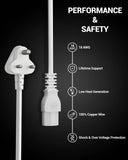 Computer Power Cable Cord – IEC Mains, for PC/Desktop/Monitor/Printer (Black/White) Cheeku Technologies