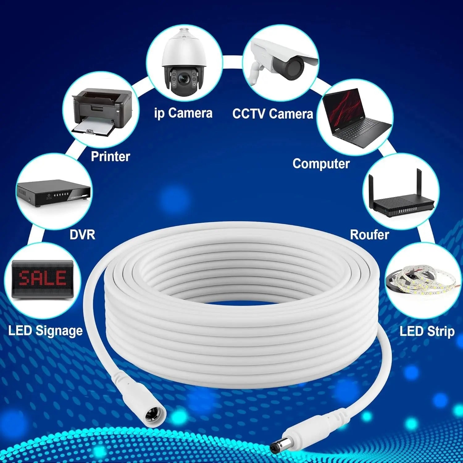 FEDUS Dc Male to Female Plug Cable 20AWG DC Power Adapter Extension Cord 2.1mm x 5.5mm DC 12V Power Adapter Dc Extension Cord For CCTV Camera, DVR, NVR, LED Strip, Baby Monitor, IP Camera, Black FEDUS