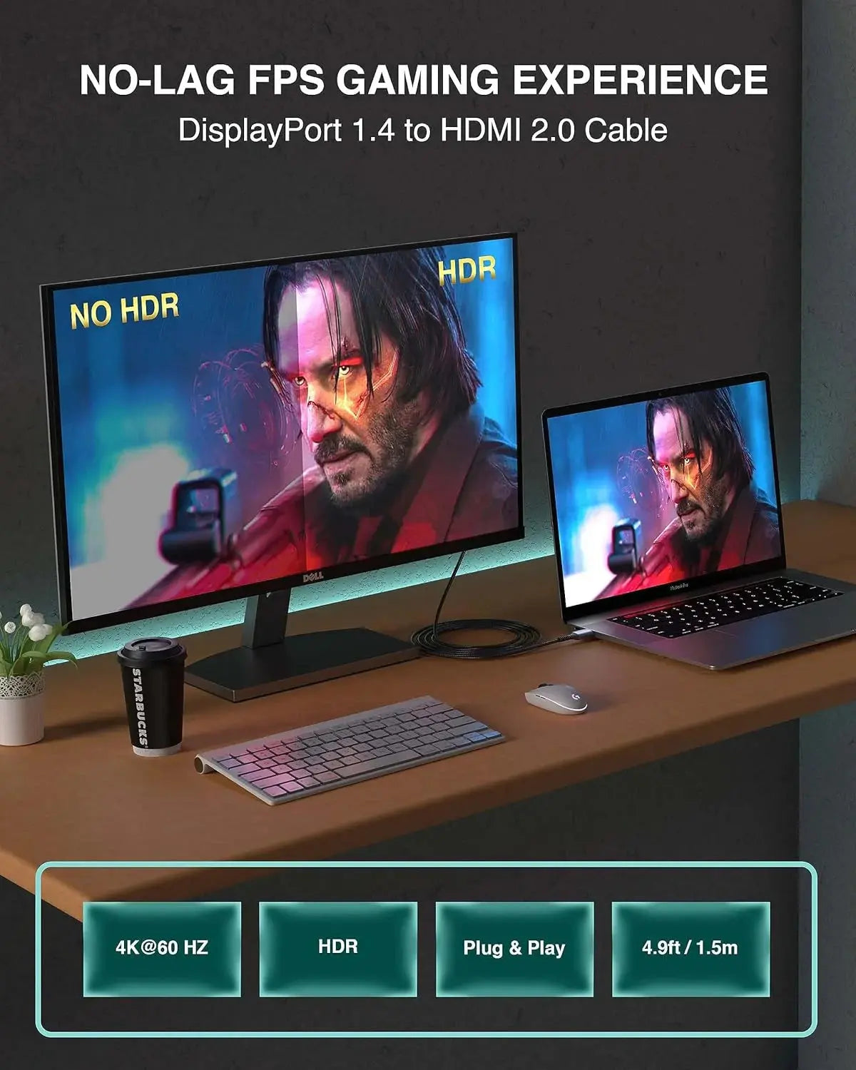 FEDUS Displayport To Hdmi Cable Converter, 4K@60Hz Braided Dp To Hdmi Adaptor Connector, Compatible With Projector, Laptop, Monitor, Tv, Pc, Graphic Cards Hdtv Monitor Projector, Black Cheeku Technologies