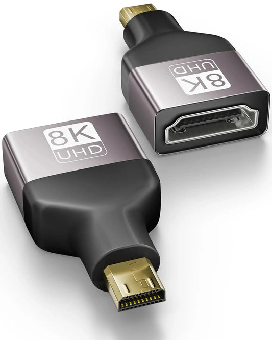 FEDUS EIKON Micro HDMI to HDMI Adapter (Male to Female), 8K@60Hz, 48Gbps High-Speed, Connector Converter, Compatible with GoPro Hero, Raspberry Pi 4/5, Camera to TV/Monitor, Projector (NOT Micro USB) FEDUS