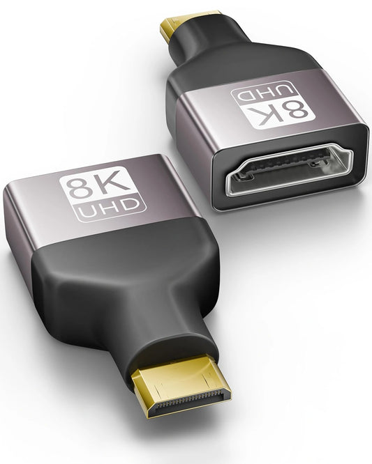FEDUS EIKON Mini HDMI to Standard HDMI Adapter 8K@60Hz, 4K@144Hz, 2K@240Hz, Male to Female Converter, 48Gbps, support HDR, 3D for DSLR Camera, Camcorder, Laptop, Pi Zero, Monitor, Desktop, Projector