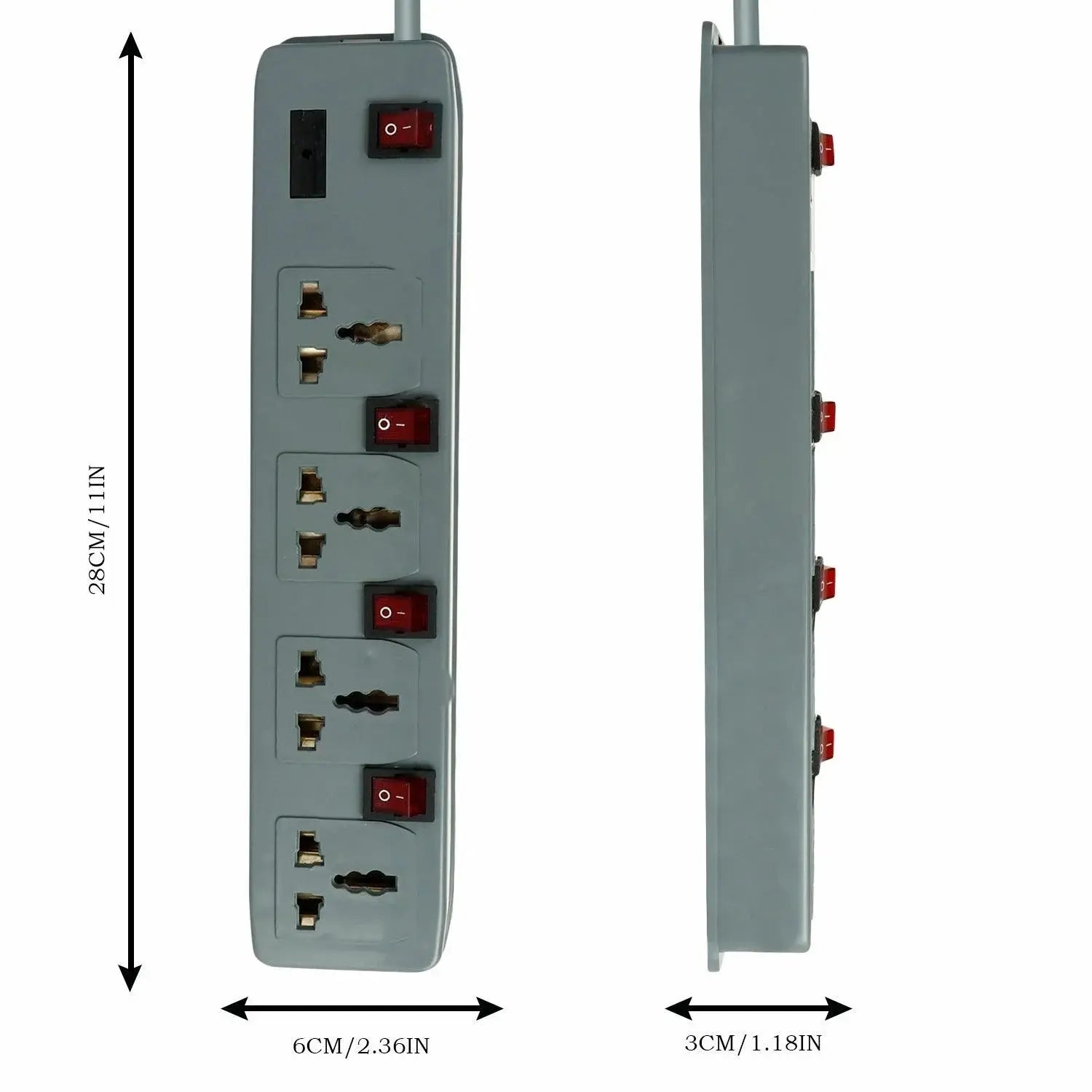FEDUS electric extension board, Switch Board Extension Cords with Long Wire for Computer, Surge Protectors Spike Buster FEDUS