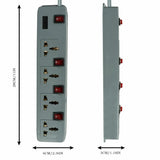 FEDUS electric extension board, Switch Board Extension Cords with Long Wire for Computer, Surge Protectors Spike Buster FEDUS