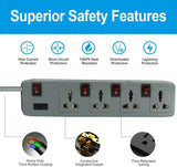 FEDUS electric extension board, Switch Board Extension Cords with Long Wire for Computer, Surge Protectors Spike Buster FEDUS