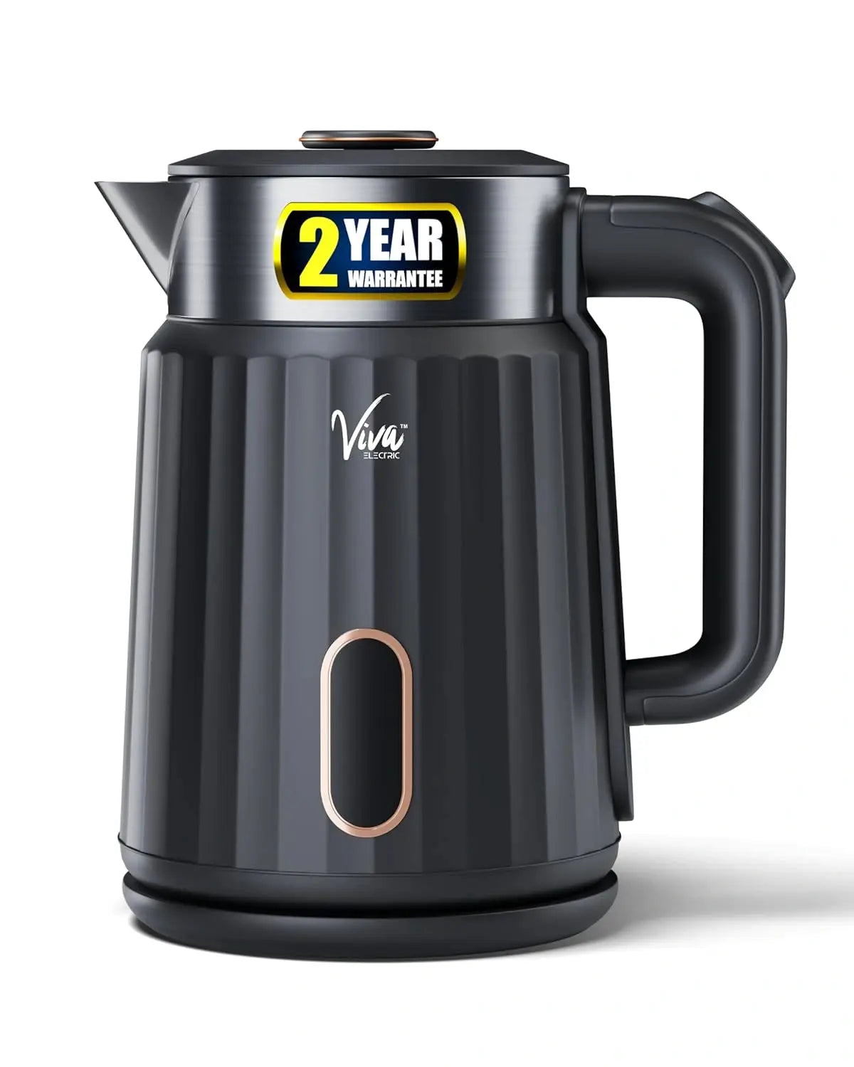FEDUS Aqua Viva Electric Kettle, 1.8 Litres hot water kettle Jug, 1500W Stainless Steel Body, Power Indicator, Automatic Cut-off used for boiling Water, making tea and coffee, instant noodles, soup, etc. (Black) FEDUS
