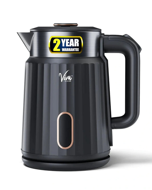 FEDUS Aqua Viva Electric Kettle, 1.8 Litres hot water kettle Jug, 1500W Stainless Steel Body, Power Indicator, Automatic Cut-off used for boiling Water, making tea and coffee, instant noodles, soup, etc. (Black) FEDUS