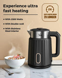 FEDUS Aqua Viva Electric Kettle, 1.8 Litres hot water kettle Jug, 1500W Stainless Steel Body, Power Indicator, Automatic Cut-off used for boiling Water, making tea and coffee, instant noodles, soup, etc. (Black) FEDUS