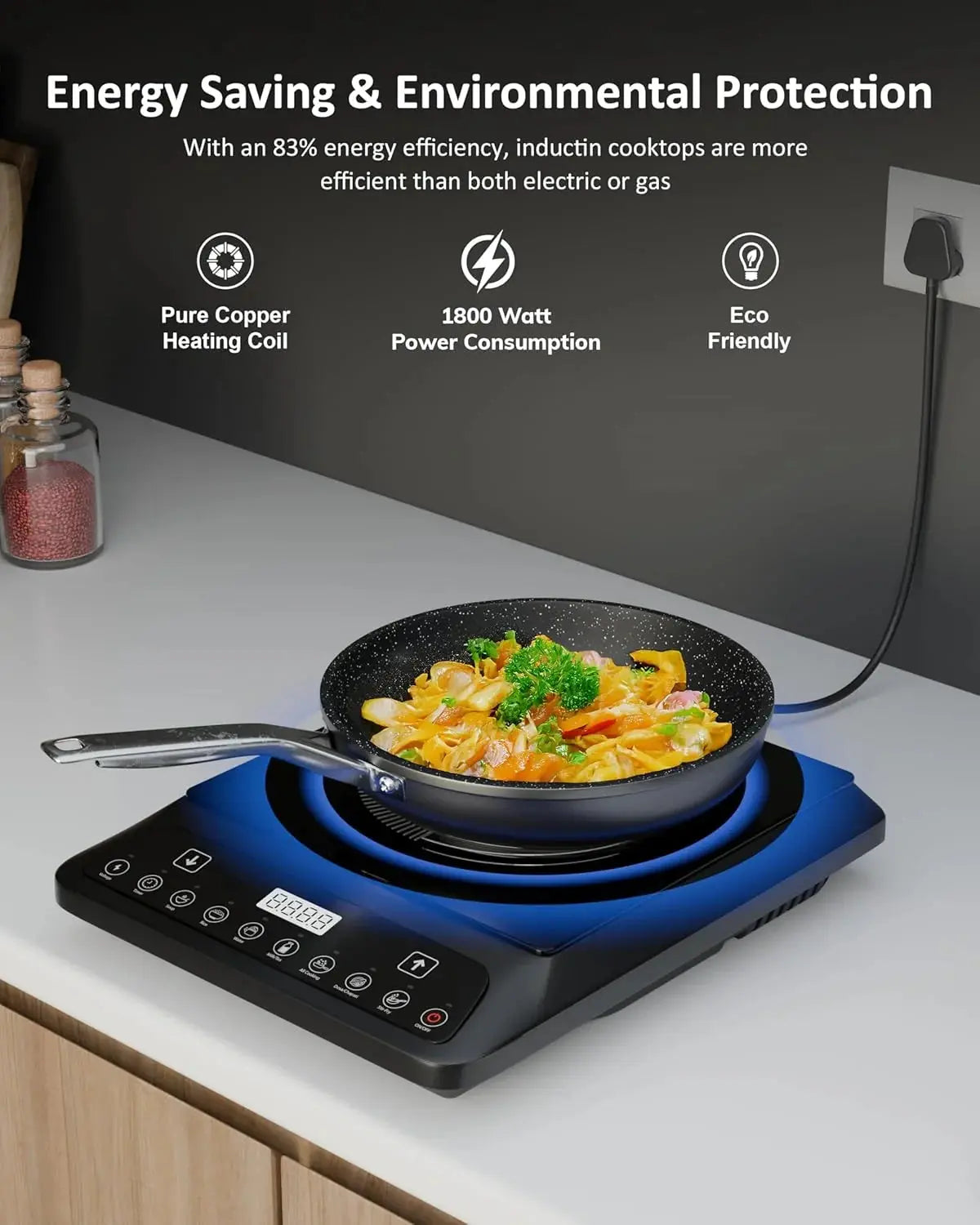 FEDUS Elema BIS Certified Induction Stoves, 1800W induction stove With Auto Pot Detection, Auto-Shut-Off & Large 8” Heating Coil Electric, Shatter-Proof Ceramic Glass Surface induction Cooktop chulha FEDUS