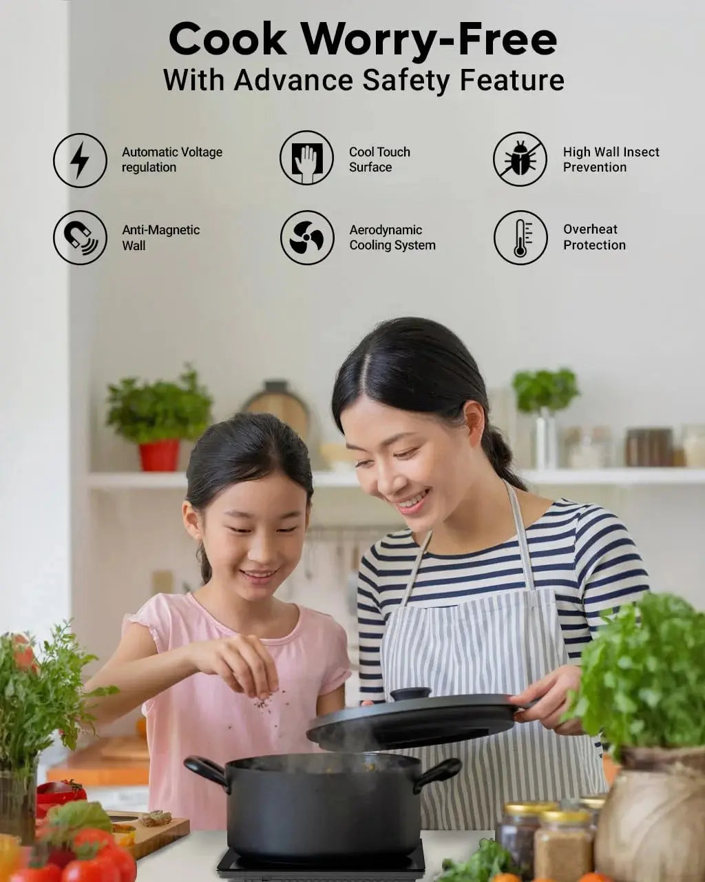 FEDUS Elema BIS Certified Induction Stoves, 1800W induction stove With Auto Pot Detection, Auto-Shut-Off & Large 8” Heating Coil Electric, Shatter-Proof Ceramic Glass Surface induction Cooktop chulha FEDUS