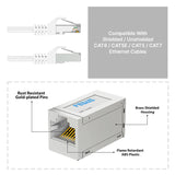 FEDUS Ethernet Cable Coupler, Female to Female, Cat7, Silver, 1 Pack, White