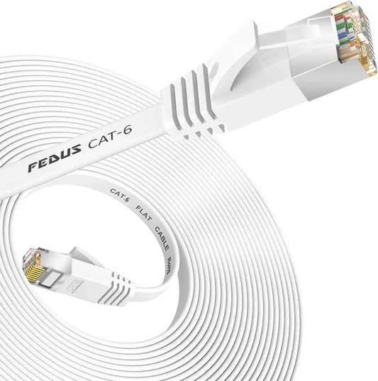 FEDUS Flat Cat6 Cable Ethernet Cable, Flat RJ45 LAN Cable wire High Speed 250MHz / 1 Gigabit Speed UTP LAN Cable, Network Internet Cable, Patch Computer Cord Gigabit Category 6 Wires for Modem, Router FEDUS