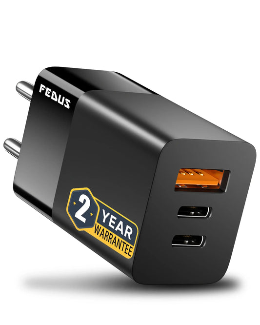 FEDUS Gan charger, fast charger Gan Adapter Type C & USB port Fast Charging Adapter Wall Charger for Samsung, iPhone, Tab/Pad MacBook, Dell, HP, ASUS, 100W, 65W, 45W, Devices, 2 Yr Warranty FEDUS