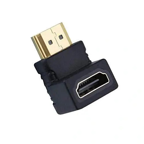 FEDUS Gold Plated HDMI Male to Female Converter Connector Adapter 90 Degree L Shape for HDTV, Plasma TV, LED, LCD, Etc Black Pack-1 FEDUS