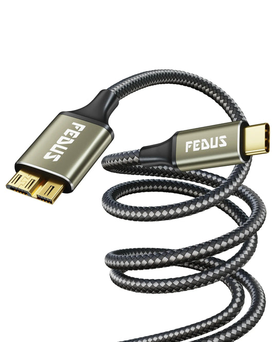 FEDUS Hard Drive Cable Hard disk Connector USB 3.1 A to Micro B Nylon External Hard Disk Compatible with Portable External Hard Drives, WD Elements, Seagate, Toshiba, Samsung M3 1TB/Galaxy S5/Note3 Cheeku Technologies