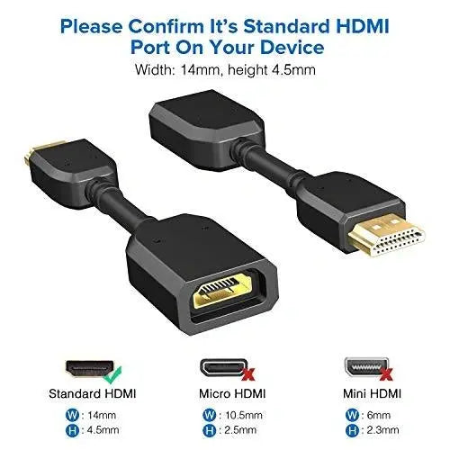 FEDUS HDMI Connector, HDMI Jointer, HDMI Extension Cable, HDMI Extension Cable Small, HDMI Male to Female Adapter, HDMI to HDMI Connector, HDMI Adapter, Extension Coupler (4.5 inch 10cm) Pack 2 FEDUS