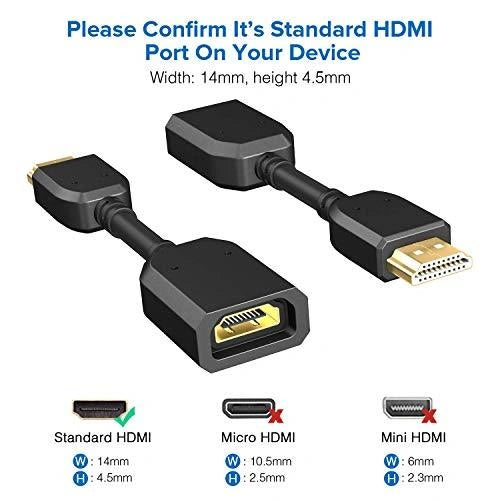 FEDUS HDMI Connector, HDMI Jointer, HDMI Extension Cable, HDMI Extension Cable Small, HDMI Male to Female Adapter, HDMI to HDMI Connector, HDMI Adapter, Extension Coupler (4.5 inch 10cm) Pack 2