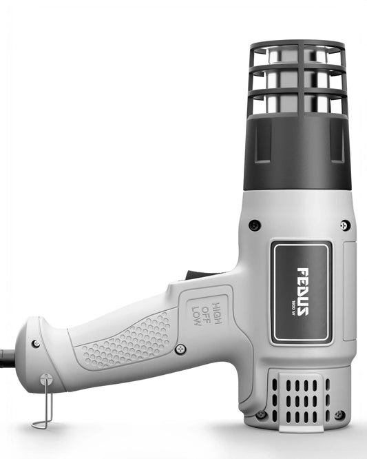 FEDUS Heat Gun Hot Air Gun Temperature Machine 1800W, 2 Temp Settings Great for industrial use & Crafts, Removing & Drying Paint, Shrink Tubing/Wrapping Packing, Bend Plastic Pipes, Epoxy Resin, Grey FEDUS
