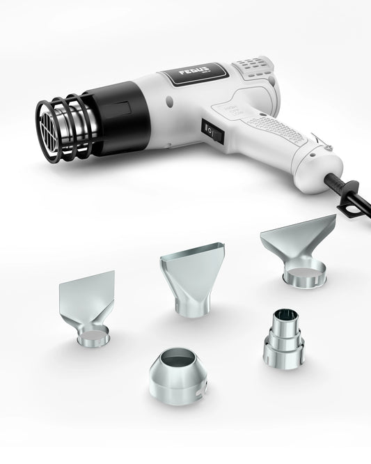 FEDUS Heat Gun Hot Air Gun Temperature Machine 1800W 5 Nozzles Included, 2 Temp Settings Great for industrial use & Crafts, Removing & Drying Paint, Shrink Tubing/Wrapping Packing, Bend Pipes, Epoxy Resin, Grey