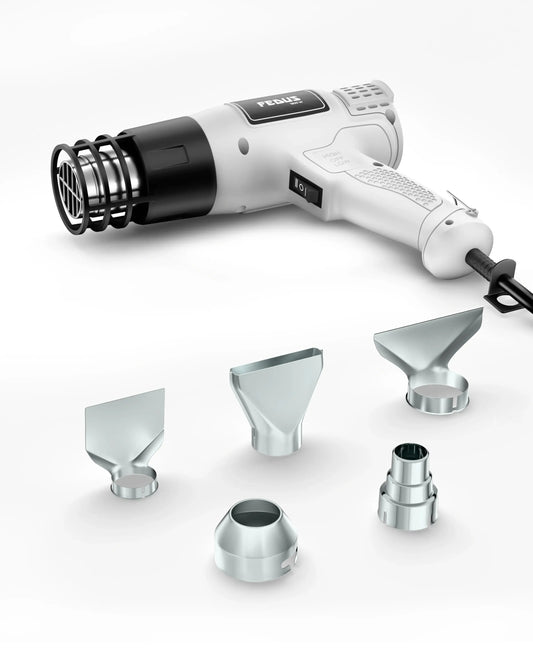 FEDUS Heat Gun Hot Air Gun Temperature Machine 1800W 5 Nozzles Included, 2 Temp Settings Great for industrial use & Crafts, Removing & Drying Paint, Shrink Tubing/Wrapping Packing, Bend Pipes, Epoxy Resin, Grey FEDUS