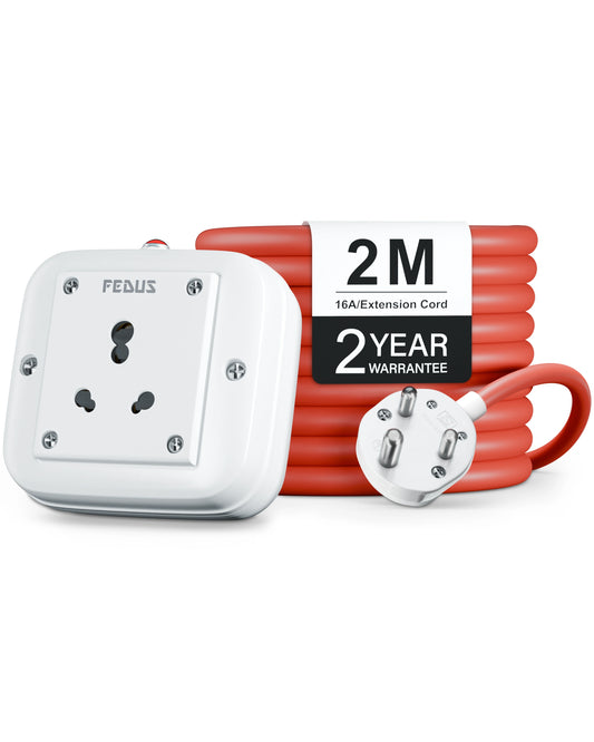 FEDUS Heavy Duty Extension Board 16amp 3000 Watts Heavy Load Capacity Electric Power Extension Switch Cord Strip for Microwave Oven,EV Charger Charging,Iron Press, Induction Stove, AC