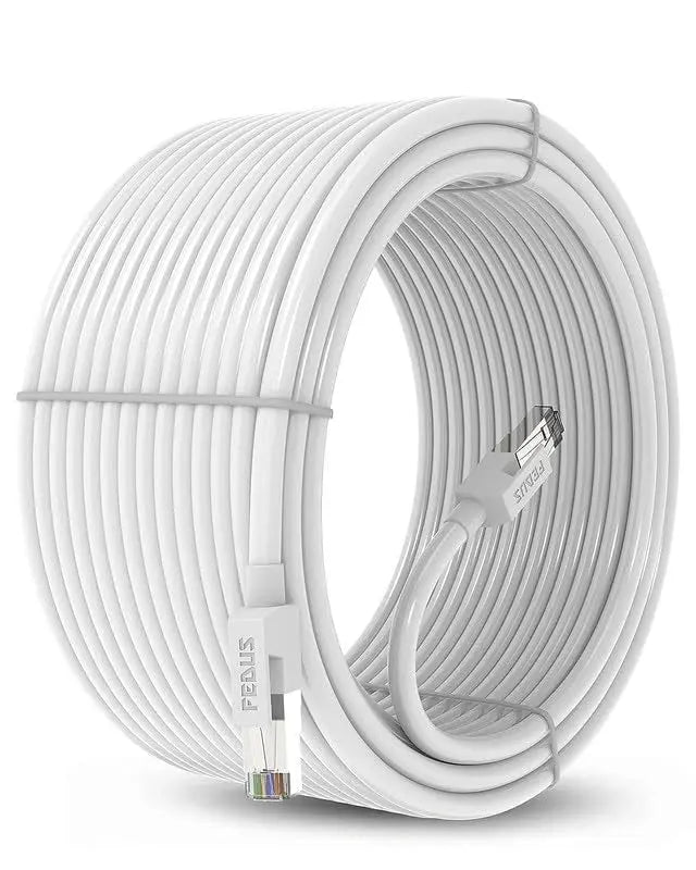 FEDUS Heavy Duty Outdoor Cat6 Cable Weatherproof/UV Resistant 1000mbps Ethernet Cable Suitable for Direct Burial Installations Ethernet Patch LAN Cable,Internet cable Network Cord White FEDUS
