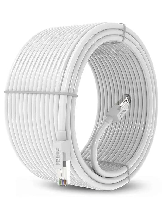 FEDUS Heavy Duty Outdoor Cat6 Cable Weatherproof/UV Resistant 1000mbps Ethernet Cable Suitable for Direct Burial Installations Ethernet Patch LAN Cable,Internet cable Network Cord White FEDUS