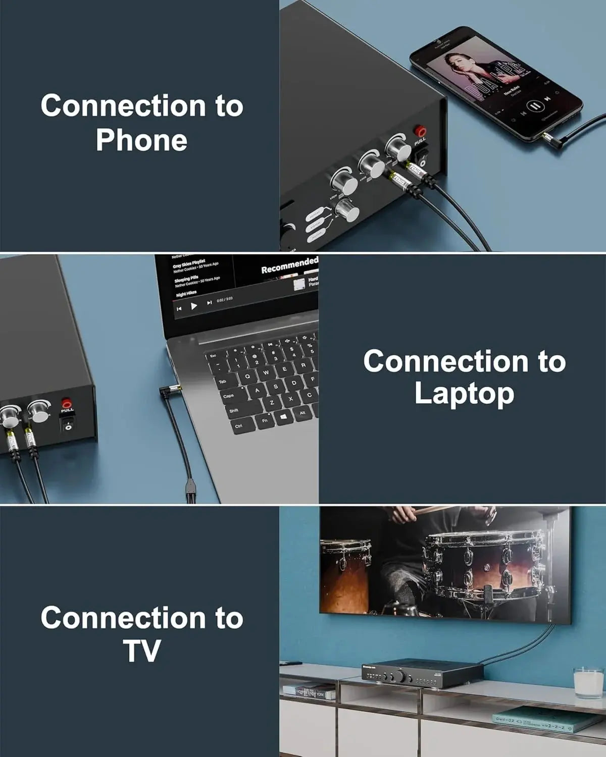 FEDUS L-Shape Aux to RCA Cable RCA to 3.5mm Cable Double Shielded Oxygen-Free Copper RCA to 3.5 mm male 3.5mm to RCA Cable, RCA to Aux Cable, RCA to RCA cable for Smartphones, MP3, Tablets, Speakers FEDUS