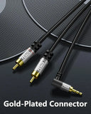 FEDUS L-Shape Aux to RCA Cable RCA to 3.5mm Cable Double Shielded Oxygen-Free Copper RCA to 3.5 mm male 3.5mm to RCA Cable, RCA to Aux Cable, RCA to RCA cable for Smartphones, MP3, Tablets, Speakers FEDUS